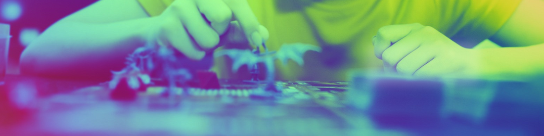 Background image of hands playing dungeons and dragons