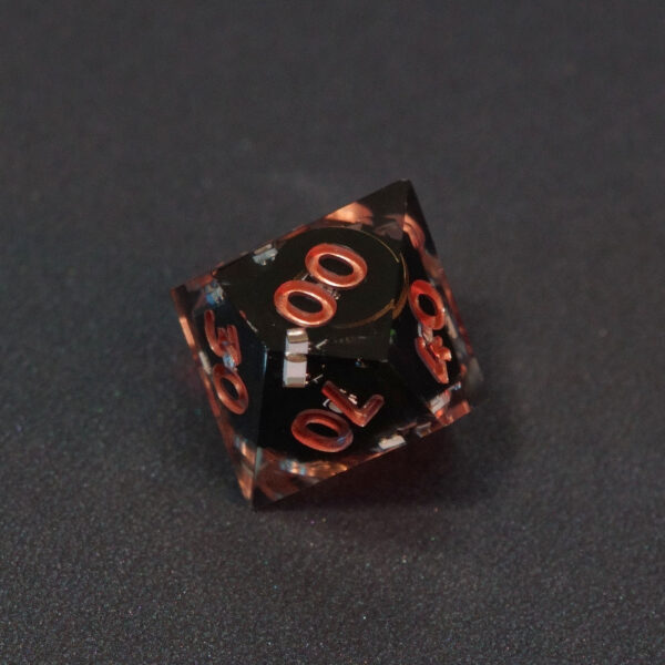 Unlit Clear D00. Clear colorway is fully transparent resin allowing internal circuit board to be visible. The numbers or symbols are painted metallic copper.